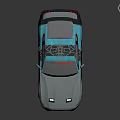 Silver Sports Car With Blue Geometric Pattern Sleek Design And Black Alloy Wheels
