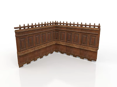 Traditional Wooden Corner Cabinet With Carved Panels And Decorative Top Rail 3d model