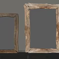 Two Large Mirrors With Natural Wood Frames In Room Featuring Potted Plant And Window