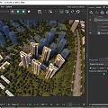 Aerial Planning of Urban Residential District With High Rise Buildings Green Areas and Traffic Routes