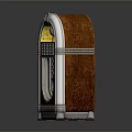 Vintage Retro Jukebox Style Audio Speakers with Wooden Casing Colorful Lights and Silver Trim Design