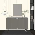 Modern Entrance Cabinet And Side Cabinet With Marble Top And Decorative Mirror