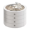 Rotating Jewelry Organizer With White Drawer Storage And Wooden Compartments For Accessories