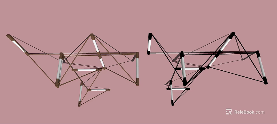 Modern Geometric Unique Shaped Wall Lamps With Metal Frame And LED Tubes For Interior Decor 3d model 