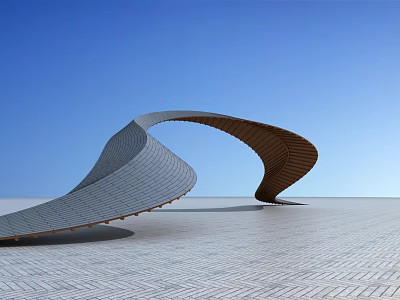 Modern Unique Storefront Design With Curved Structure And Metal Paneling 3d model
