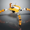 Yellow White Multi Legged Robot Crab Design With Camera And Mechanical Structure 3d model