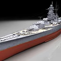 Large Battleship Model With Gray Upper Structure And Red Bottom Hull