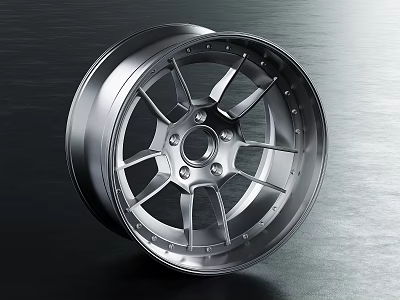 Sleek Car Alloy Wheel with Multi Spoke Design and Polished Chrome Finish for Sports Cars 3d model