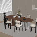Middle style dining table and chair combination 3d model