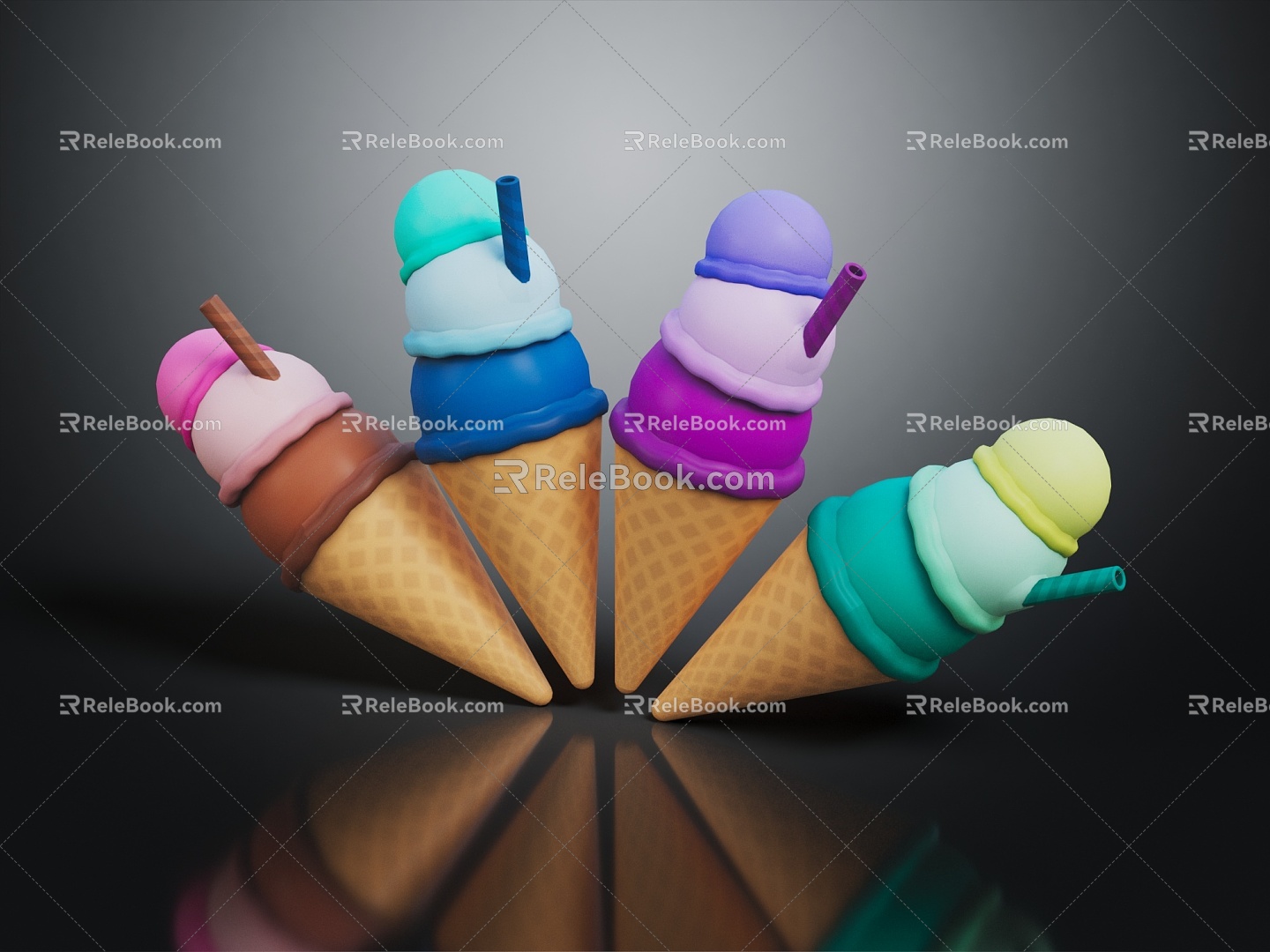 Modern Ice Cream Cartoon Ice Cream Ice Cream Cold Drink 3d model