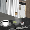 Modern ornaments combination cup coffee cup mobile phone water 3d model