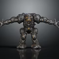 Mechanical Armored Humanoid Character With Intricate Metallic Structure And Warrior Design