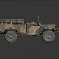 Military Style Utility Vehicle With Camouflage Paint Open Cargo Bed And Off Road Tires