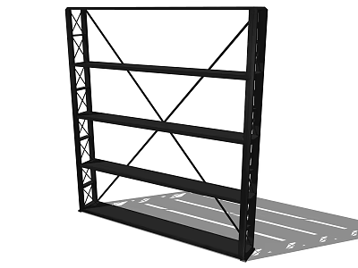 Modern Metal Bookshelf With Multiple Open Shelves And Cross Bracing Design 3d model