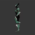 Game Movie Character With Green Armor Black Accents And Futuristic Horned Head Design
