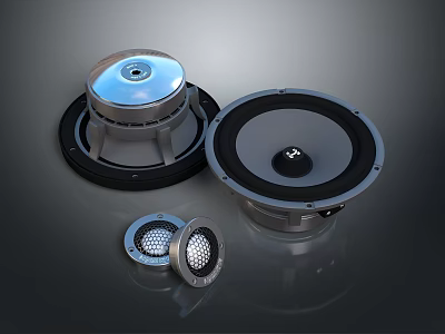 High Quality Computer Speakers with Large Subwoofer and Small Tweeter Components Design 3d model