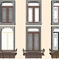 New Chinese style window combination casement window carved window 3d model