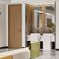 Modern Public Office Area With Colorful Sofa Seating Green Plant And TV Screen
