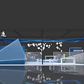 Modern Dalian Exhibition Booth With Blue Decor And White Lighting Structure 3d model