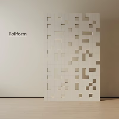 Poliform Modern Screen With Geometric Cutout Design And Light Toned Finish 3d model