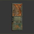 Vintage Rusty Green Truck With Orange Patina And Open Cargo Bed