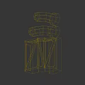 Detailed 3D Model Of Mechanical Component With Geometric Shapes Gray Surface And Black Background