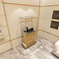 Luxurious Modern Jewelry Store Reception Desk With Gold Frame And Display Counters Elegant Interior Setting