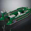 Green Inflatable Watercraft With Dual Pontoons Cockpit Seats And Steering Wheel