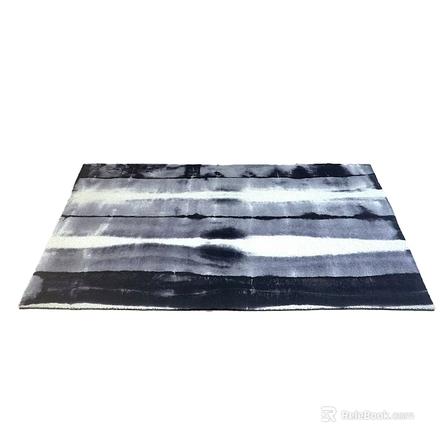Modern Square Rug With Black And White Striped Pattern For Home Decor 3d model