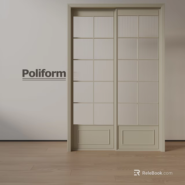 Poliform Modern Double Hinged Doors With Glass Grid Panels And Light Frame Design 3d model