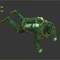 Game Movie Character 3D Model In Green Diving Suit With Oxygen Tank Floating