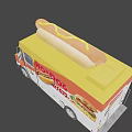 Red And White Food Truck With Hot Dog Burger Images And Large Model On Top