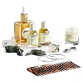 Elegant Decorative Ornament Set With Fragrance Bottles Candle Jewelry And Comb On Stone Base