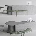 Front Desk Bar Bench Bar Chair Office Space Front Desk Curved Bench 3d model