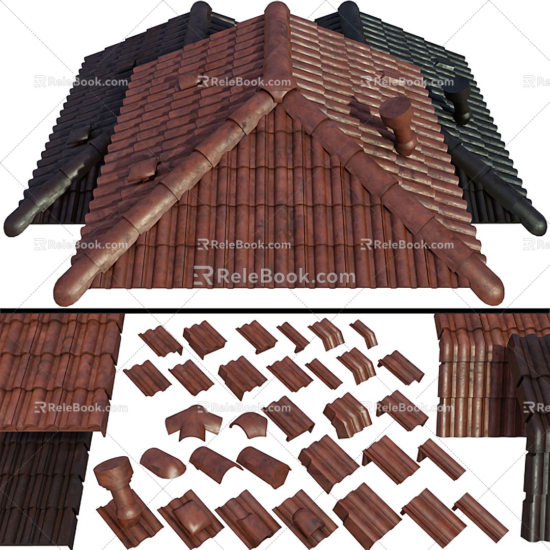 Modern Eaves Eaves Roof Tiles Building Components 3d model