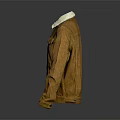 Stylish Brown Jacket With White Fur Collar Corduroy Fabric And Front Pockets