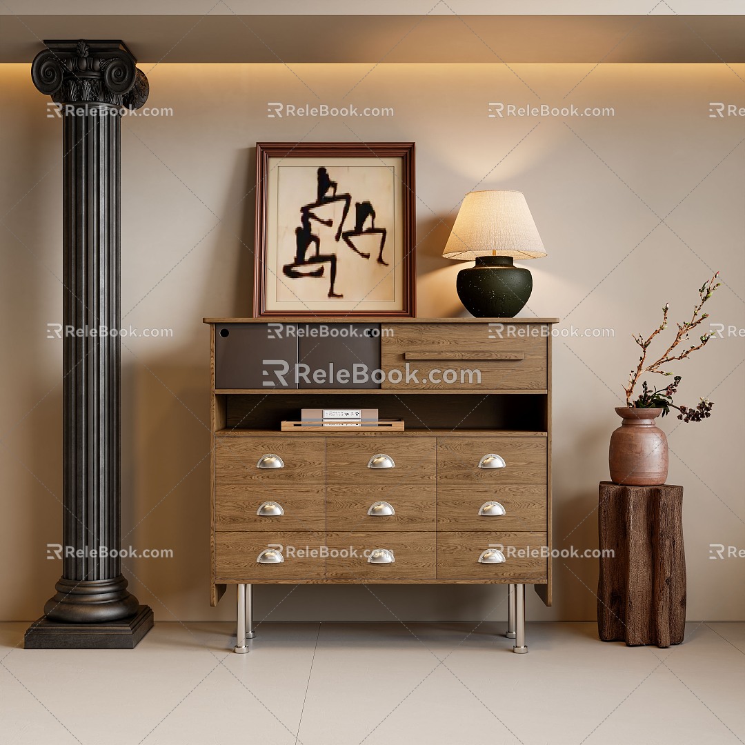 Middle style porch cabinet 3d model