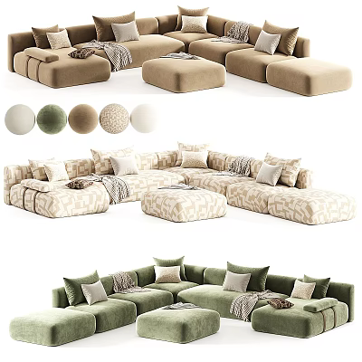 Premium Multiple Color Fabric Large Modular Sectional Sofa Set For Cozy Modern Home Living Room 3d model