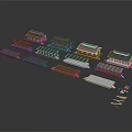 Cartoon Scene Featuring Colorful Miniature Houses And Diverse Roof Designs