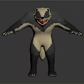 Badger 3D Model Standing With Open Arms Sharp Claws And Open Mouth