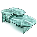 Modern Coffee Tables With Marble Texture Green And Beige Round And Rectangular Metal Legs Design