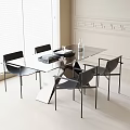 Modern Dining Table and Chair Combination Dining Table Dining Chair Single Chair 3d model