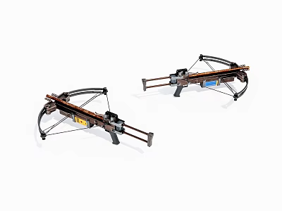 Two Tactical Crossbows With Wooden And Metal Build For Precision Shooting 3d model