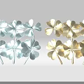 Blue And Gold Clover Plants With Shiny Leaves Arranged In Rows