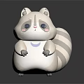 Cute White Cartoon Raccoon Figure With Big Eyes And Fluffy Tail