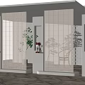 Modern partition glass brick partition 3d model