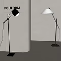 Modern Black And White Floor Lamps With Tree Shadows In Minimalist Interior