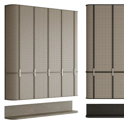 Minimalist Modern Wardrobe Design With Textured Sliding Doors And Metal Accents 3d model