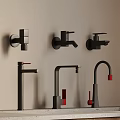 Modern Black Kitchen Faucets With Red Accents Wall Mounted And Countertop Design Styles