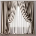 Elegant Layered Curtains With Beige Outer And White Sheer Inner For Window Decor